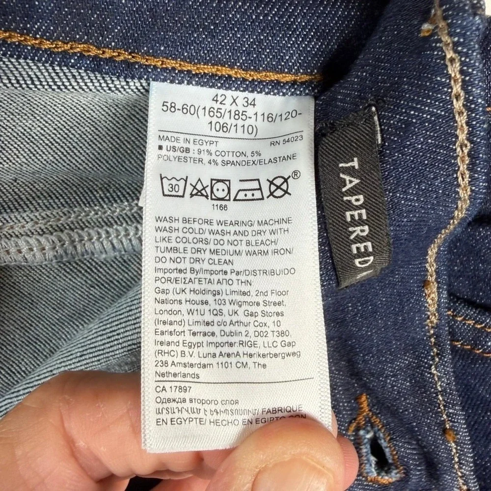 Banana Republic Tapered Fit Jeans Mens 42x34 Dark Wash Indigo Stretch Denim